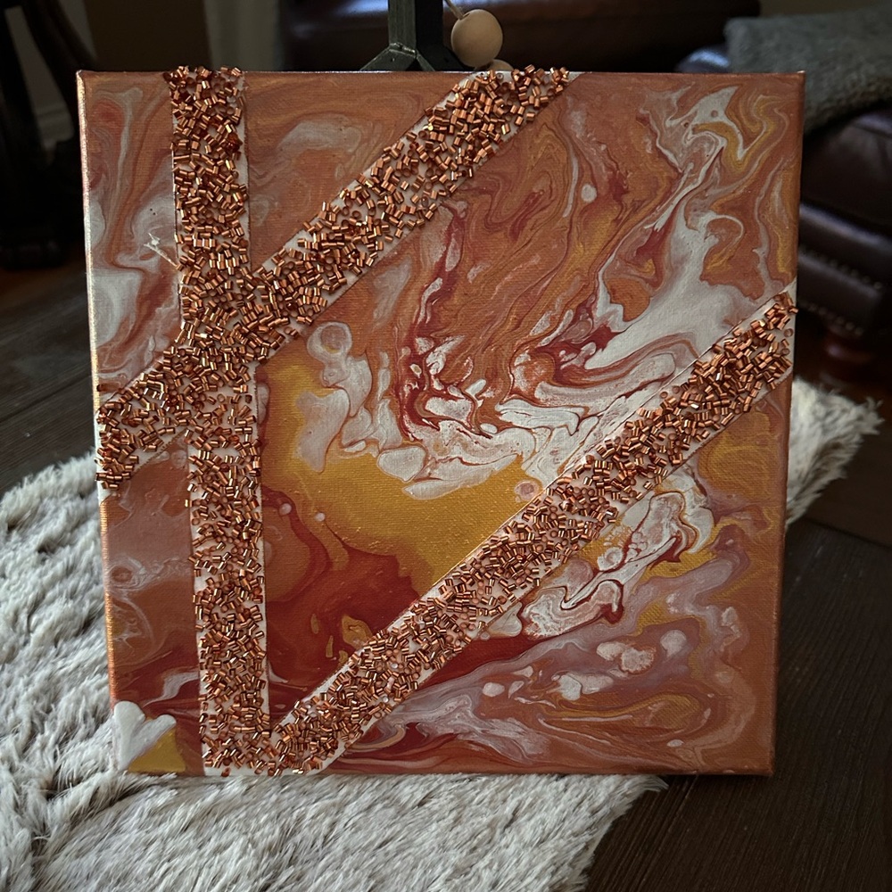 Hand made original multi color abstract acrylic wall decor painting